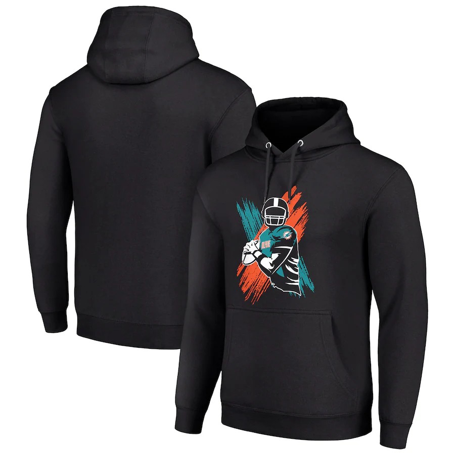 Men miami dolphins black 2024 NFL hoodie